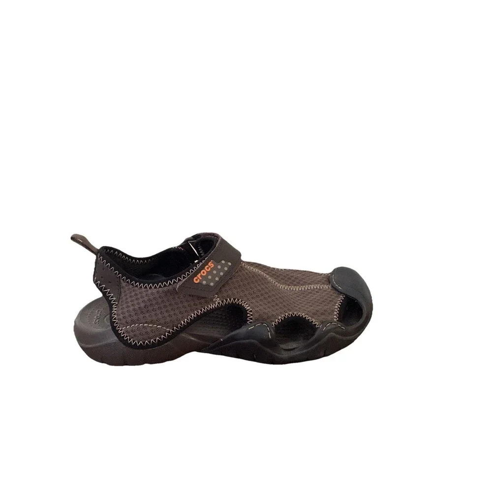 CROCS 15041 Men’s Sz 9 Brown SwiftWater Mesh Fisherman Deck Sandals Water Shoes